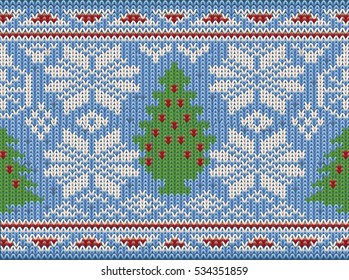 Winter holidays knitted  background, vector illustration