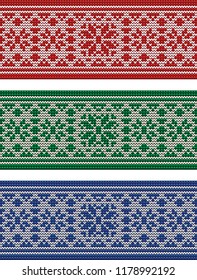 Winter holidays knitted banners, vector illustration
