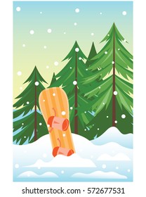 Winter holidays landscape vector illustration.