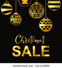 Winter holidays lettering poster with Christmas Sale title. It can be used as banner, advertising, logo, label, poster background. Celebration background with contrast letters on it attracts attention