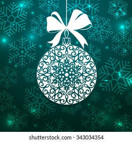 winter holidays ornate decoration illustration in green colour