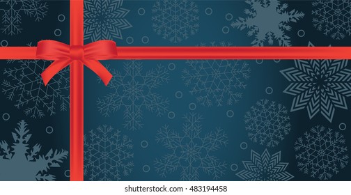 Winter holidays paper background with red bow. Vector illustration