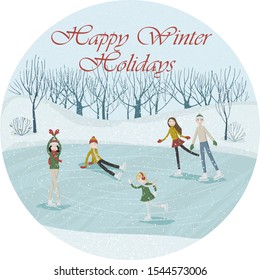Winter holidays. Postcard. Stock vector illustration
