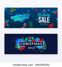Winter holidays sale advertising banners. 