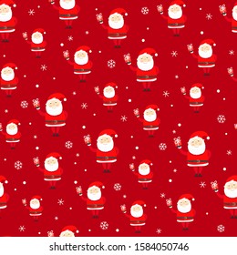 Winter holidays seamless background with santa. Wrapping paper vector design 
