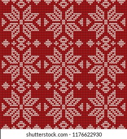 Winter holidays seamless knitted background, vector illustration