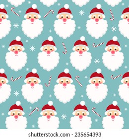 winter holidays seamless pattern background with funny cartoon Santa and lollipops
