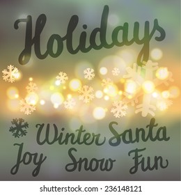 winter holidays set of handwritten Santa \ snow \ fun and joy