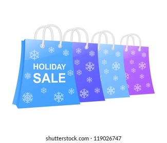 Winter holidays shopping bag set. Vector illustration