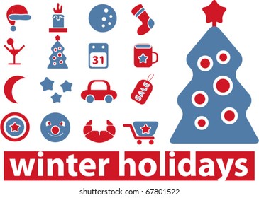 winter holidays signs. vector