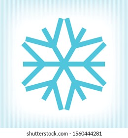 Winter Holidays Snowflake Flat Icon Style Sign Template for New Year or Christmas Logo or Decoration - Blue on White Background - Vector Mixed Graphic Design