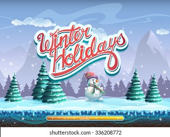 Winter holidays snowman boot screen window for the computer game