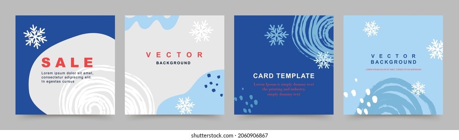 Winter holidays square templates. Winter sale social media post frame with texture and snowflakes. 
Vector illustration for mobile apps, banner design and web internet ads