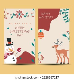 Winter Holidays templates. social media post frame with Christmas ornament, snowflakes and red berries. Suitable for mobile apps, banner design and web internet ads. Vector illustration