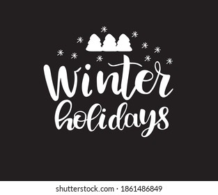 Winter holidays text, New Year Holiday Greeting Card, Vector Text Christmas tree Illustration.