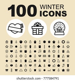 Winter holidays vector icons. Christmas and party pictogram. Use for site and app decoration.