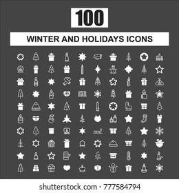 Winter holidays vector icons. Christmas and party pictogram. Use for site and app decoration.