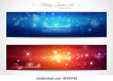 Winter Holidays web banner set | editable EPS 10 vector illustration