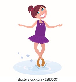 Winter holidays: Young figure skating woman posing on ice