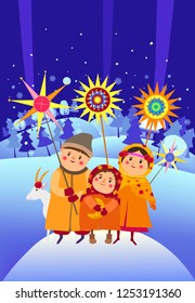 Winter holidays.Ukrainian christmas.Vector illustration.