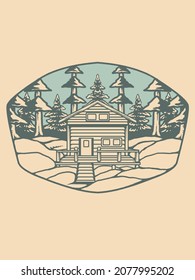 winter home print vector illustration