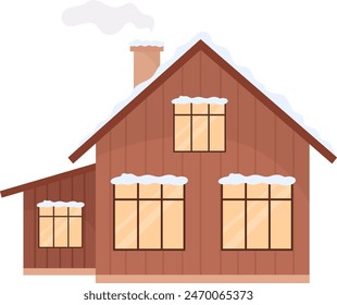 Winter Home With Snow Vector Illustration