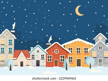 winter home village christmas vector