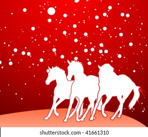 winter horses vector