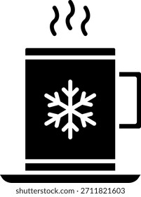 Bebida quente de inverno com ícone de floco de neve