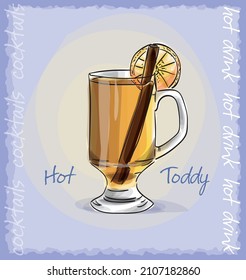 winter hot toddy cocktail. vector illustration