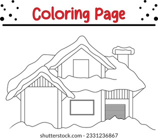 Winter House coloring page for kids