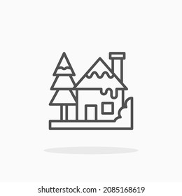 Winter House icon. Editable Stroke and pixel perfect. Outline style. Vector illustration. Enjoy this icon for your project.