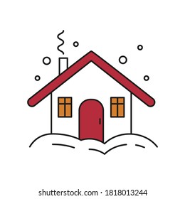 Winter house icon on white background. Vector illustration.
