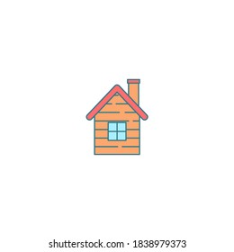 Winter house icon. Winter icon. Simple, flat, outline, color.