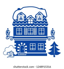 Winter house icon. Simple illustration of winter house vector icon for web design isolated on white background