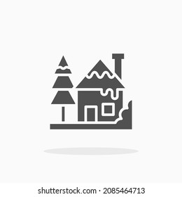 Winter House icon. Solid or glyph style. Vector illustration. Enjoy this icon for your project.