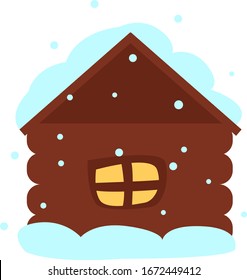 Winter house, illustration, vector on white background.