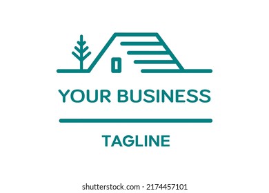 Haus in kalter Wettergrafik, monoline Logo-Design