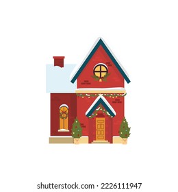 Winter house  on a white background