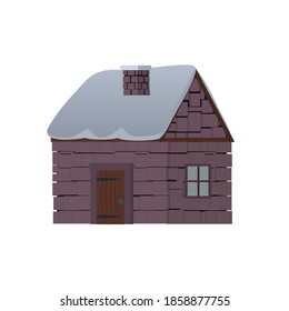 Winter house. Stone house, vector illustration