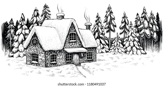 Line Drawing Winter Nature Stock Illustrations, Images & Vectors ...