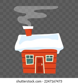 Casa de invierno. Clipart vector aislado en fondo blanco.