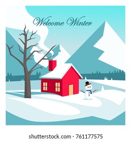 winter house vector design