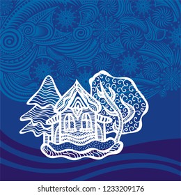 Winter house. Vector illustration