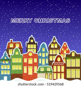Winter houses with christmas decoration