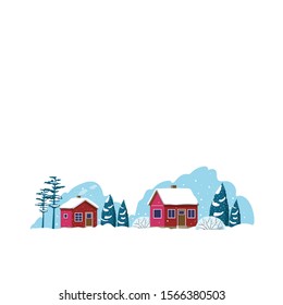 Winter houses.Winter background. Vector illustration.