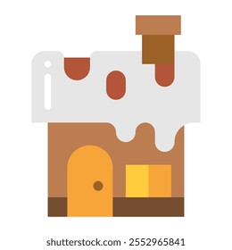 winter hut flat icon,vector and illustration