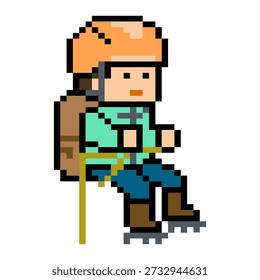 Winter Ice Climber Hiker Pixel
