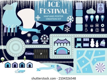 Winter Ice Festival Vector Map Creation Kit