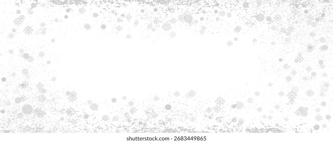 Marco de efecto congelado de hielo de invierno con copos de nieve y cristales de escarcha sobre fondo blanco, borde para vacaciones y diseño estacional. Ilustración vectorial